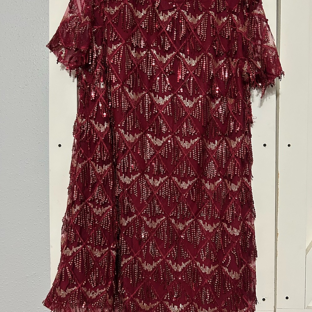 Chic Soul Burgundy Sequin Mini Dress